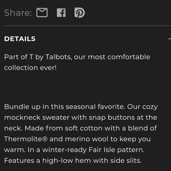 T by Talbots Fair Isle Mockneck Sweater Cozy Thermolite Blend Fair Isle 2024 - Picture 11 of 12
